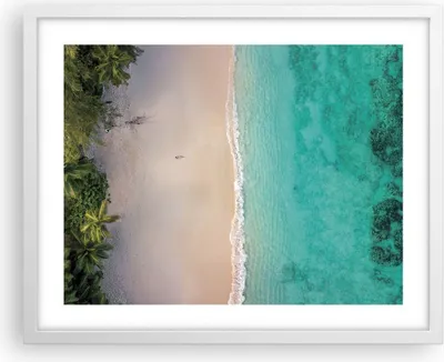 Produktbild von Gerahmtes Poster - Weißer Rahmen - Strand Tropen Rand - 50x40 cm - Wand Bild - Wanddeko - Wandbilder - Kunstposter - Wandposter - Bilderrahmen - Bilder - Kunstdruck - Wanddekoration - P2WAA50x40-5000