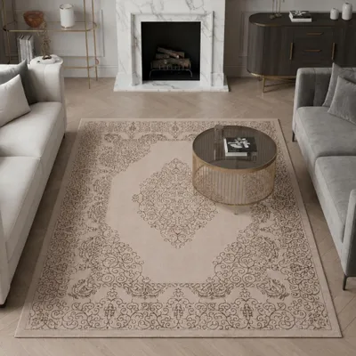 Produktbild von Teppich Beige Ornament Stil modern Wohnbereich Größe - 200 x 290 cm