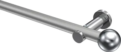 Produktbild von Interdeco Gardinenstange / Vorhangstange Silbergrau / Chrom, Typ Platon Luino (Kugel) ohne Ringe, 20 mm Ø 1-läufig, 220 cm