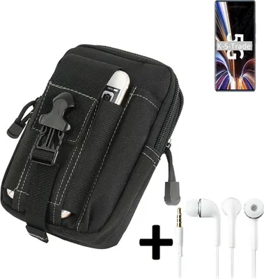 Produktbild von K-S-Trade Gürteltache + Kopfhörer kompatibel mit ZTE Axon 40 Pro Gürtel Tasche Holster Schutz Hülle Handy Hülle  schwarz inkl. Extrafächer