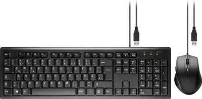 Obrázek produktu pro Goobay 96493, Plná velikost (100 %), Kabel, USB, QWERTZ, Černá, Obsahuje myš