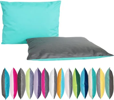Produktbild von JACK 2-farbiges Wende Outdoor Lounge Kissen 30x50cm Dekokissen inkl. Füllung Wasserfest Sitzkissen Garten Stuhl, Farbe:Anthrazit - Aqua