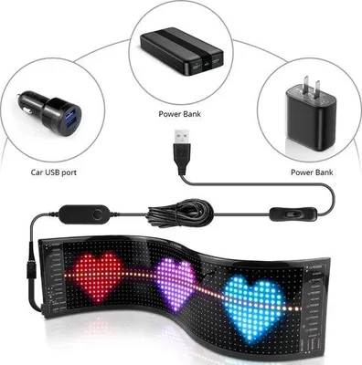 Obrázek produktu pro Flexibilní LED cedule s USB a Bluetooth, vodotěsná, přizpůsobitelná