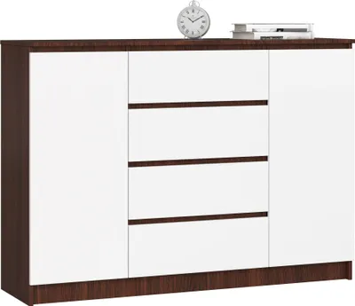 Produktbild von Akord Kommode 2 Türen 4 Schubladen Wenge/Weiß 138X40X99 Cm