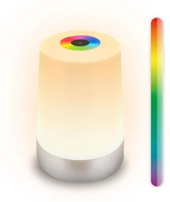 Image de BRILONER - Lampe de table LED RGBW sans fil IP44 avec contrôle tactile, intensité lumineuse variable, lampe de chevet sans fil, lampe de salon à poser, 9x13 cm, chrome mat
