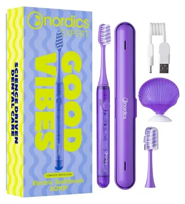 Obrázok produktu pre Elektrická zubná kefka Nordics XO10P SOFT, 3 režimy, IPX7, časovač s 30-sekundovými intervalmi, 120 dní výdrže, USB-C, fialová