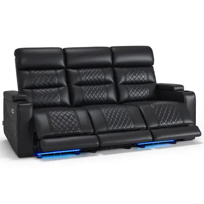 Produktbild von M MCombo 3 Sitzer Fernsehsessel Elektrisch Verstellbar, Zero-Gravity-Kinosessel mit LED, Verstellbare Kopfstütze, mit Schlaffunktion,7705 (Schwarz)