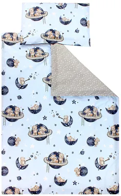 Immagine prodotto di TupTam Biancheria da letto per bambini a motivi, set reversibile da 2 pezzi, colore: Orsi nello spazio / Stelle bianche / Grigio, misura: 135x100 cm