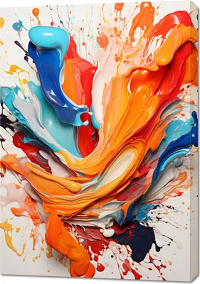 Produktbild von Abstraktes Wandbild 'Tanzende Wellen', 70x100cm, Blau Rot Orange Weiß