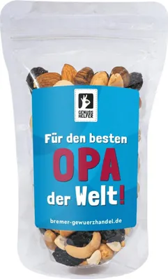 Produktbild von GeNUSSmischung Für den besten Opa der Welt, Nussmix, Studentenfutter mit Spruch, 175g