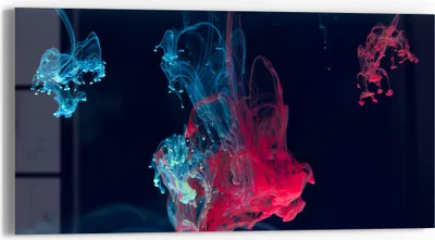 Produktbild von DEQORI Glasbild Echtglas 60x30 cm 'Tintentropfen im Wasser' Wandbild Bild modern Deko