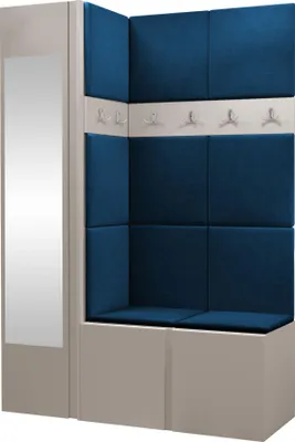 Produktbild von MIRJAN24 Garderoben-Set Orion X, Garderobe mit Sitzbank mit 11 x Wandpanel 42x42 (Farbe: Cashmere, Manila 26)