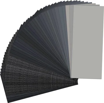 Produktbild von Schleifpapier Set, Körnung von 120 bis 10000, Wasserfest Nass & Trocken für automatisiertes Schleifen, Holz, epoxidharz, Lack, Stein, Metall,Autos9 x 3,6 Zoll(34 Stück)