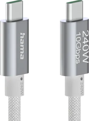 Immagine prodotto di Cavo di ricarica HAMA USB-C - USB-C, 240 W, "Full-Featured", USB 3.2 Gen2, 10 Gbit/s, 1,5 m (00125147)