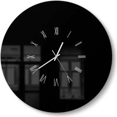 Produktbild von DEQORI Glasuhr Ø50 cm Römisch 'Schwarz' Wanduhr Glas Uhr Design leise Küchenuhr