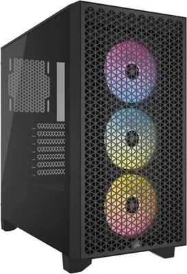 Image de Boîtier PC CORSAIR 3000D RGB AIRFLOW, ATX Moyen-tour, 3 ventilateurs AR120 RGB, Noir