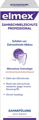 A product shot of a box for Elmex toothpaste, showing branding and product information.