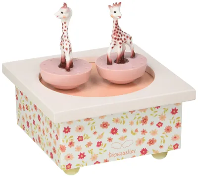 Produktbild von Trousselier 6282436 Spieluhr mit tanzenden Figuren für Kinder, Giraffen, rosa, Sophie die Giraffe, magnetisch, Musikbox, Musikspieluhr