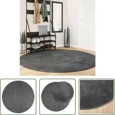 Imagen del producto de The Living Store - Alfombra OVIEDO, pelo corto, color antracita, diámetro 200 cm