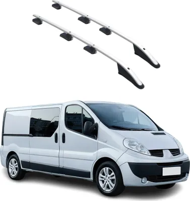 Image de Barres de toit longitudinales pour Renault Trafic 2001-2014 L2 Long Alu Gris