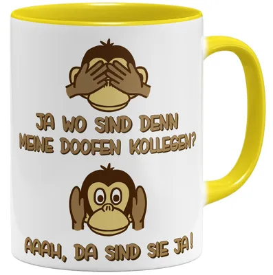 Kaffeetasse aus Keramik, 325 ml, doppelseitig bedruckt, gelb