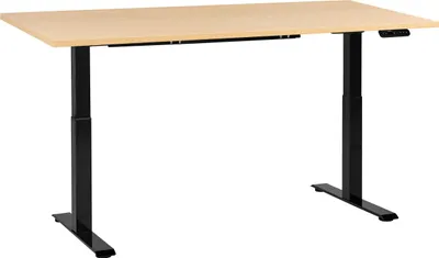 Produktbild von BELIANI Schreibtisch Hellbraun u. Schwarz Melamin 180x72cm Elektrisch Höhenverstellbar Rechteckig USB Metallgestell Modern Büro Steh-Sitz Stehtisch