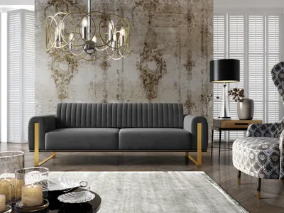 Produktbild von Sofa Designersofa VALERIE 3-Sitzer in Stoff Elisa Velvet Anthrazit