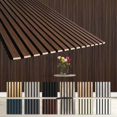 Produktbild von HEXIM Akustikpaneele 278x60cm - flexible Lamellenwand Holz MDF Wandpaneele Lamellenverkleidung Wandverkleidung Innendekoration schalldämmend (1 Paneel / 1,67 m² Catania Oak - AP13)
