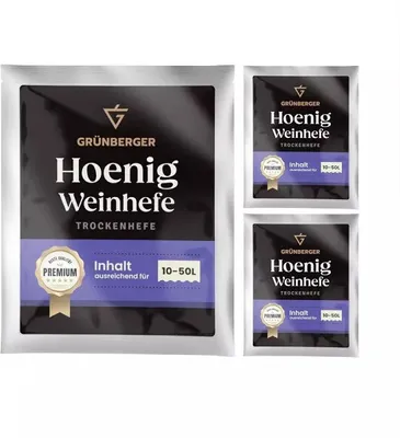 Zdjęcie produktu dla Grünberger drożdże do miodu pitnego Suche drożdże do 10-50 l miodu pitnego Drożdże do miodu pitnego Grunberger – 3 sztuki