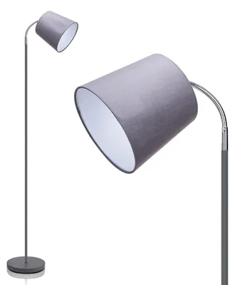 Produktbild von Aigostar Stehlampe mit Fußschalter, E14 Fassung mit Grau Lampenschirm, Stehleuchte mit Metallsockel, Moderne Vintage Standleuchten Leselampe für Wohnzimmer, Schlafzimmer