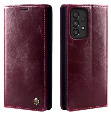 Produktbild von Handyhülle für Samsung Galaxy A53 5G Kunstleder Klapphülle Vintage Cover Hülle RFID Schutz Case Kartenfach Farbe: Weinrot