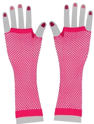 Produktbild von Neon pinke fingerlose Netz Handschuhe für 80er Jahre Party