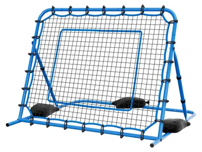 Immagine prodotto di Rete di rimbalzo per il calcio, sistema di rimbalzo per porte da calcio con angolo regolabile, ideale per l'allenamento del controllo e dei passaggi. Struttura in ferro robusta e rete in polietilene. Attrezzatura per l'allenamento con la palla, facile da installare, adatta a ragazzi e adulti. Dimensioni: 1470 x 1170 mm