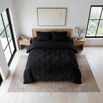 Produktbild von Sleeptime Lazy Samt Pintuck Schwarz 200 x 220 cm