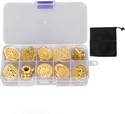 Produktbild von 10-teiliges Wachssiegel-Stempelkopf-Set, Siegelköpfe aus Zinklegierung mit Aufbewahrungsbox für Hochzeiten, Weihnachten, Valentinstag