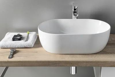 Immagine prodotto di Lavabo, bacinella, Vetroceramica, lavabo da appoggio, con scarico, 55x36 cm