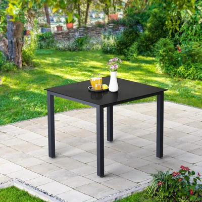Image de CASARIA® Salon de jardin aluminium 4 chaises pliantes 1 table 90x90cm dossier réglable 8 positions ensemble de jardin terrasse balcon extérieur anthracite