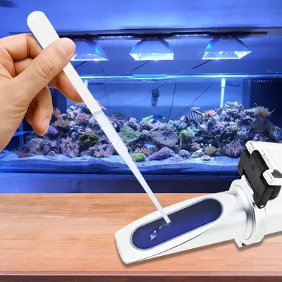 Produktbild von Doppelskalige Salzgehalt-Refraktometer ATC 0-100ppt 1.000-1.070 spezifisches Gewicht - tragbares Messgerät - Meerwasser-Aquarium - salzhaltiger Rifftank Marine - Salzmessung - Handmessgerät