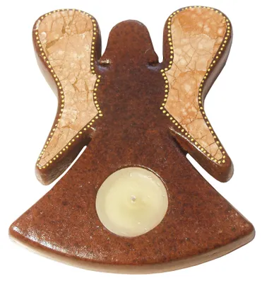 Produktbild von Teelichthalter "Engel" Terracotta braun 16cm