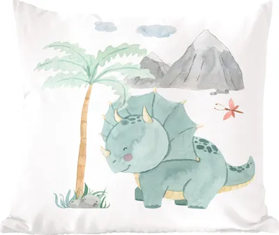 Produktbild von MuchoWow® Zierkissen Sofakissen Wohnzimmer Dekokissen 40x40 cm Kinderzimmer - Baum - Dinosaurier - Junge - Mädchen - Kinder - Foto Kissen - Schlafzimmer Dekoration