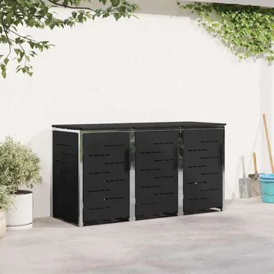 Produktbild von Möbel Rollbehälterlagerung Schwarz 207 x 77,5 x 112,5 cm Edelstahl - Mülltonnenboxen CC634