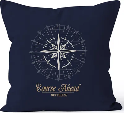 Produktbild von maritimer Kissenbezug Kompass Windrose Navigator Segeln Kissenhülle 40x40 Autiga navy 40cm x 40cm