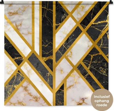 Produktbild von MuchoWow® Wandteppich Wandbehang Marmor - Gold - Luxus 90x90 cm Tapisserie Dekoration Wandtuch - Wandaufhänger