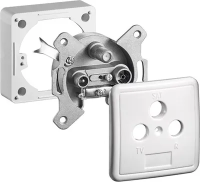 Produktbild von Goobay 71454 Komplett Set: 3-Loch Antennen-Dose, 1 dB, DC-Durchgang, 1 x im Blister - Stich-/Enddose mit AP Rahmen und Abdeckung