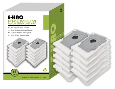 Produktbild von E-HAO 10 Pack Staubsaugerbeutel kompatibel mit iRobot Roomba i, s, j und Roomba Combo i, j, Beutel für 104/105/405/505/705/i1+/i2+/i3+/i4+/i5+/i6+/i7+/i8+/i9+/j5+/j6+/j7+/j8+/j9+/s9+