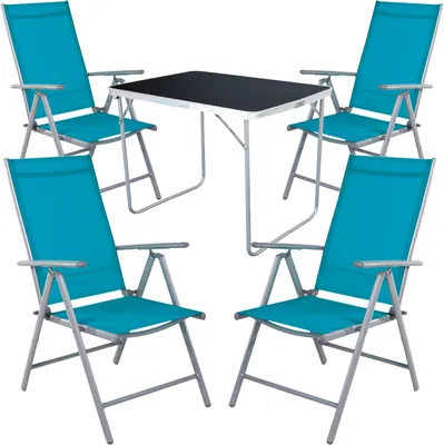 Produktbild von 5-tlg Camping Set Gartenmöbel Campingtisch + 4 Campingstuhl Klappstuhl