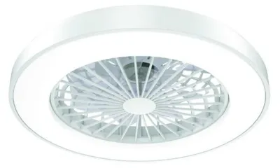 Image de Ventilateur de plafond ACA blanc avec éclairage LED à intensité variable, diamètre de 50 cm, télécommande incluse, FANOKWH10G