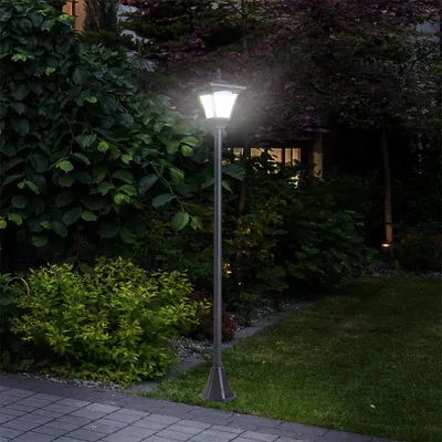 Produktbild von LED Solar Gartenlaterne mit Lichtsensor Solarlampe 15x15x120cm Schwarz