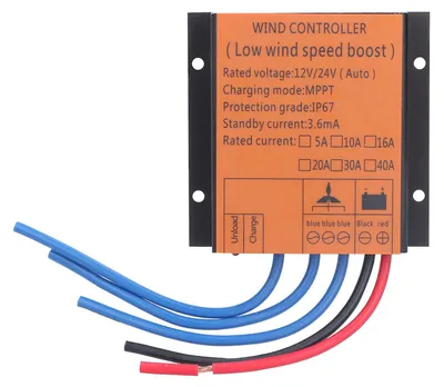 Imagen del producto de Controlador para turbinas eólicas, regulador de carga MPPT de bajo voltaje con luz LED, 100W-400W, 12V/24V, 40A