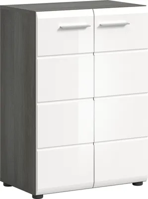 Produktbild von Kommode >Salsa< in Rauchsilber / Weiß Hochglanz - 60x85x37cm (BxHxT)